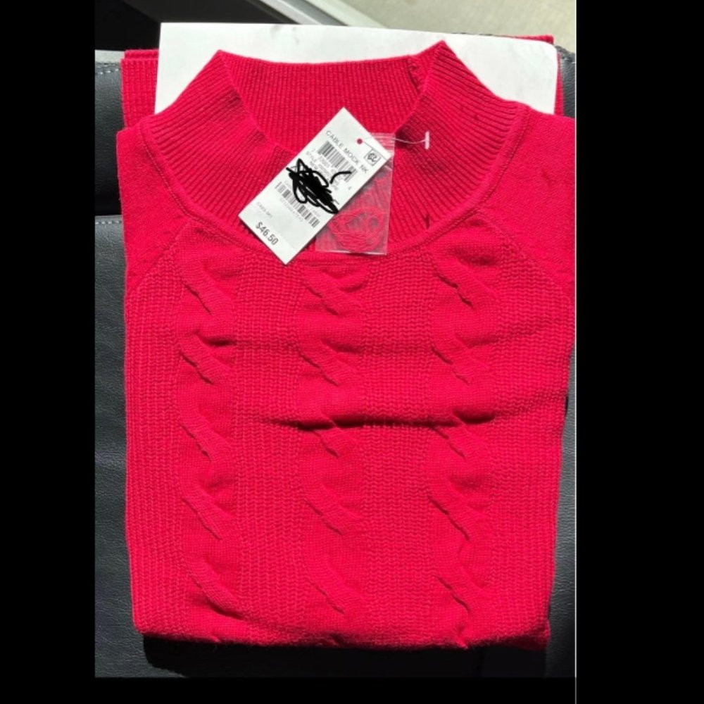 Karen Scott Sweater Cable Mock